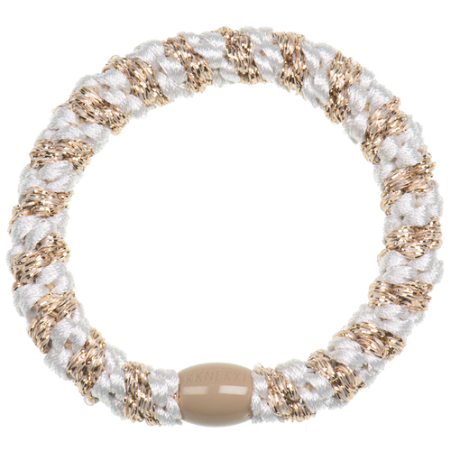 Kknekki Elastic Bracelet BONDEP22 - White-Beige Glitter Stripe