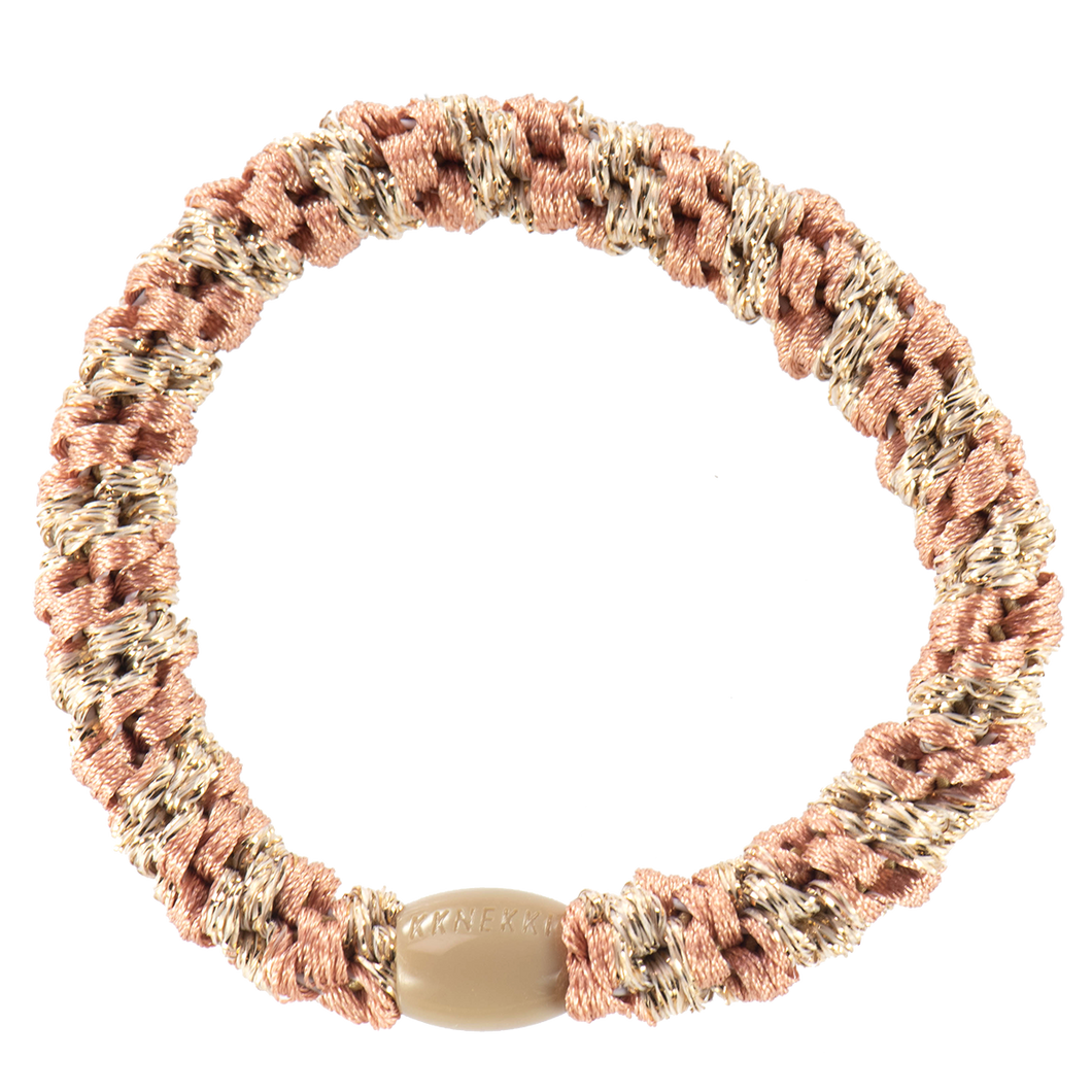 Kknekki Elastic Bracelet BONDEP22 - Peach Coral-Beige Glitter Stripe