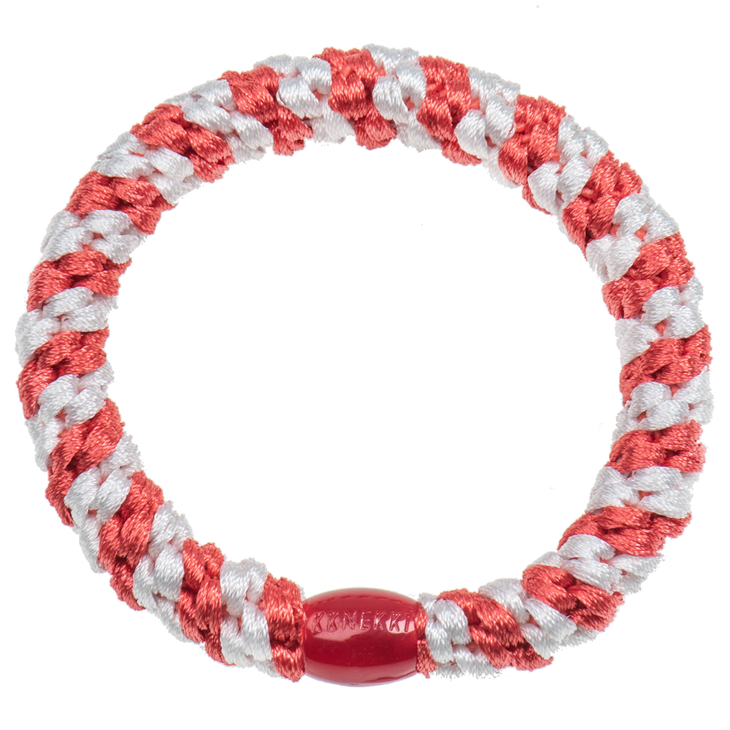 Kknekki Elastic Bracelet BONDEP22 - White-Deep Coral Stripe
