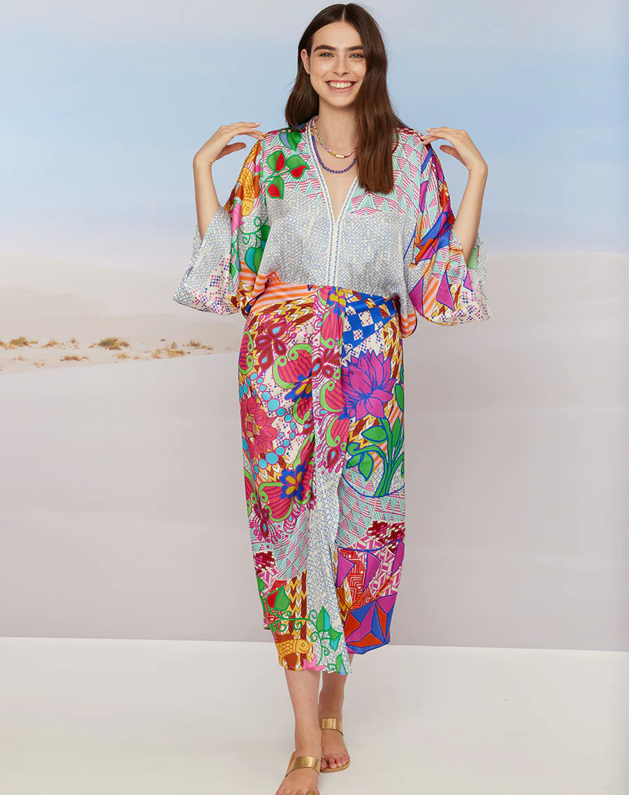 Sophia Kimono Rangoli Dress 123L70795