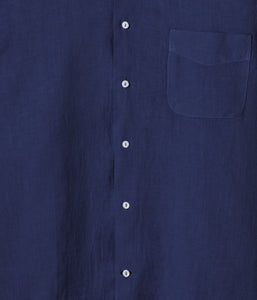 Diva Ink Blue - Plain Linen Shirt Fitted Cut