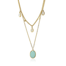 Load image into Gallery viewer, Necklace Opal MultiDrop BCO023 Steel Golden Turquoise