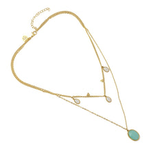 Load image into Gallery viewer, Necklace Opal MultiDrop BCO023 Steel Golden Turquoise