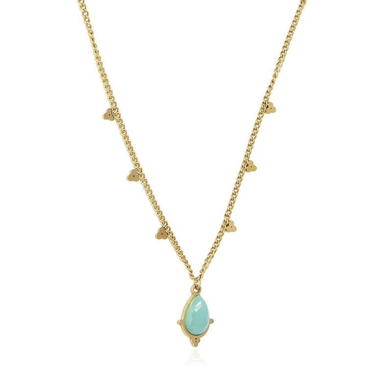 Opal Necklace Opal BCO024 Steel Golden Turquoise