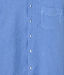 Diva Ocean Blue - Plain Linen Shirt Fitted Cut