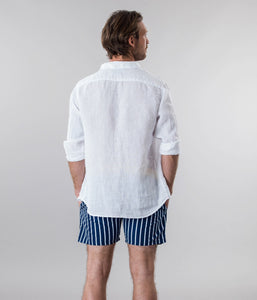 Diva White - Plain Linen Shirt Fitted Cut