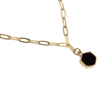 Load image into Gallery viewer, Hexag Natural Stone Necklace BCO119 Steel Golden Black