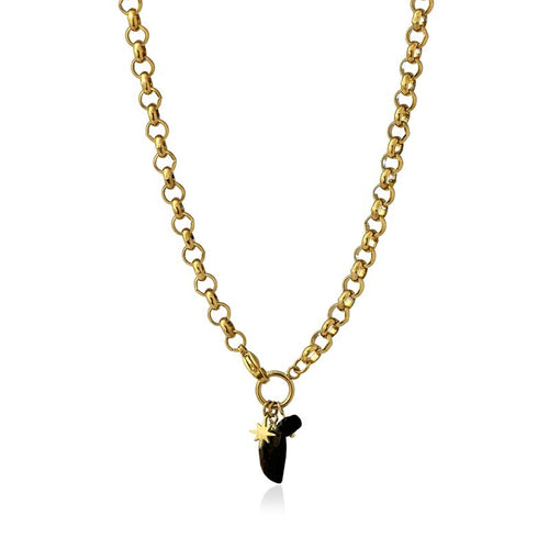 Stone Necklace BCO140 Golden Black